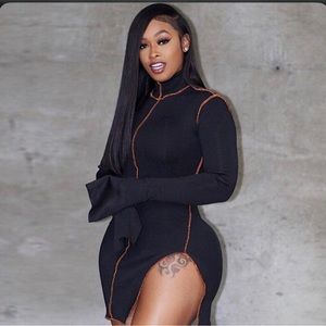 Side Slit Long Sleeve Dress